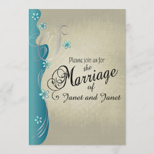 Convites Vintage Classy Curvy Design   Turquesa Azul