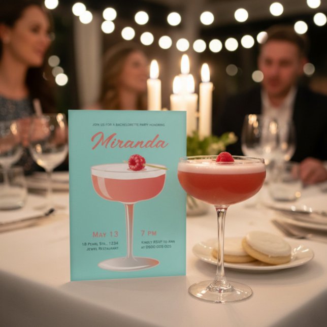 Convites Vintage Cocktail Bachelorette Party Invitation  (Criador carregado)