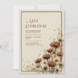 Convites Vintage Copper Astrantia Creme Casamento de Outono