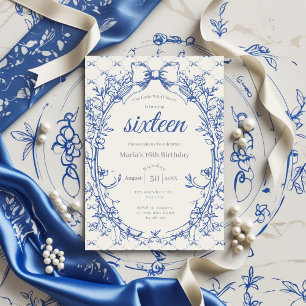 Convites Vintage Coquette Blue Arco floral