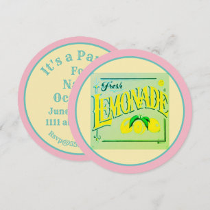 Convites Vintage cor-de-rosa - sinal de limão fruta Verão