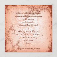Vintage coral scroll folha floresce casamento
