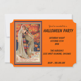 Convites Vintage Costume e Pumpkins no Halloween