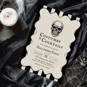 Convites Vintage Costumes Cocktails Skull Halloween Party