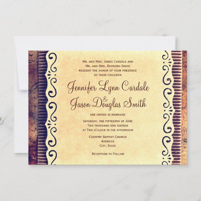 Convites Vintage Country Paper Rustic Wedtions Invtions (Frente)