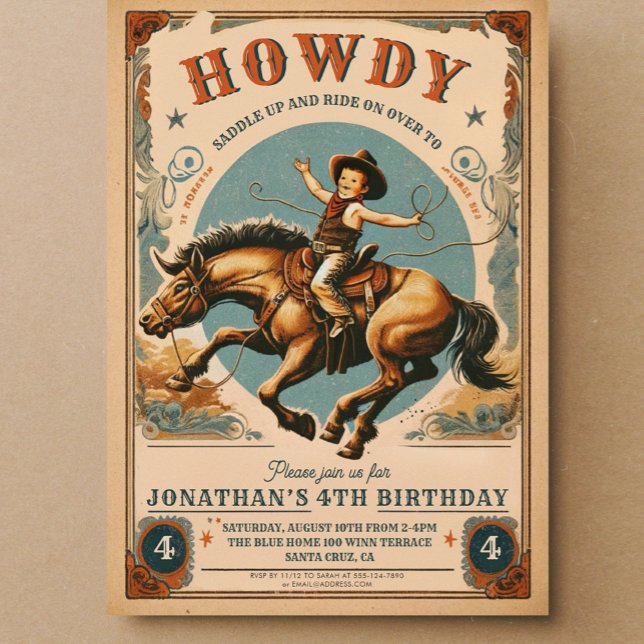 Convites Vintage Cowboy Western Birday (Criador carregado)