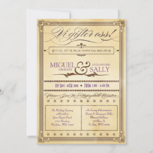 Convites Vintage Cream & Brown Swedish Weditation