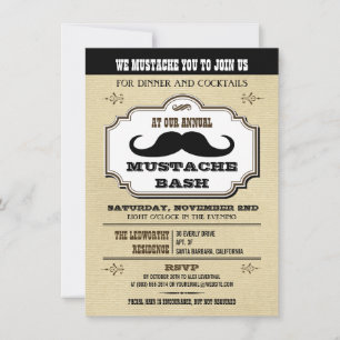 Convites Vintage Cream e Brown Mustache Bash