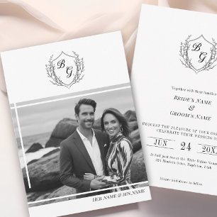 Convites Vintage Crest, casamento com fotos elegantes do mo