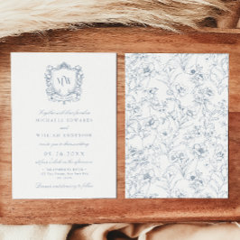 Convites Vintage Crest Monograma Logotipo Botânico Casament