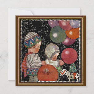 Convites Vintage Crianças Festas de aniversário Balões Brin