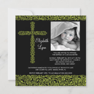 Convites Vintage Cross Photo Baptism