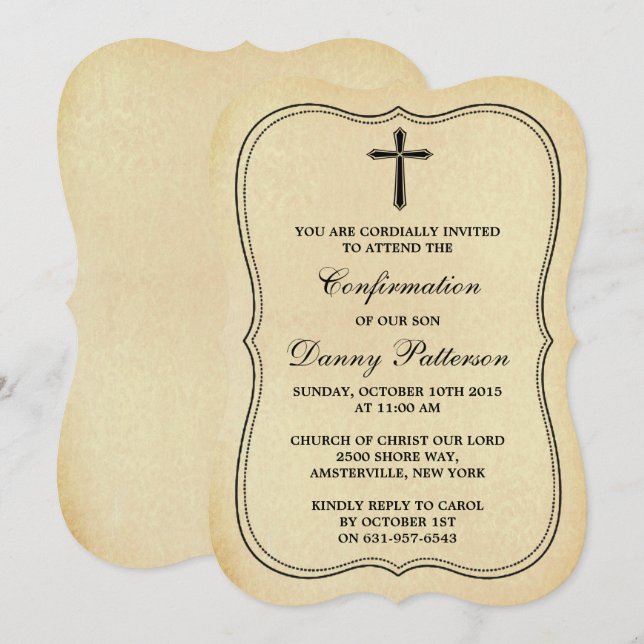 Convites Vintage Cross Santa Comunhão Ou Confirmação (Frente/Verso)