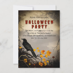 Convites Vintage Crow & Autumn deixa o Partido Halloween