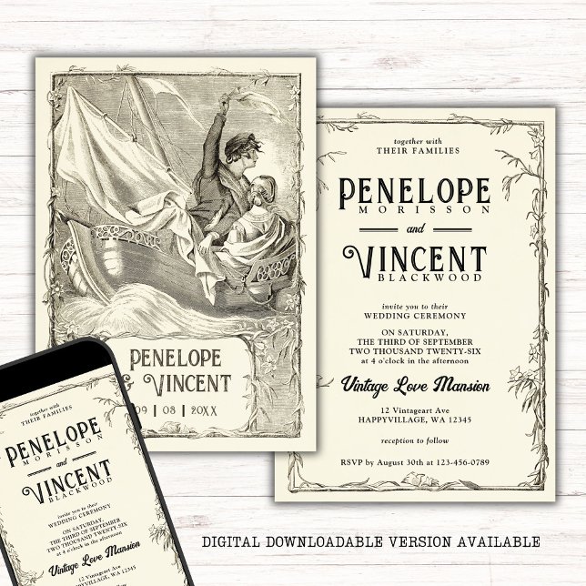 Convites Vintage Cruise Wedding (Criador carregado)