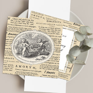 Convites Vintage Cupid em Noivado Romântico de Casamento