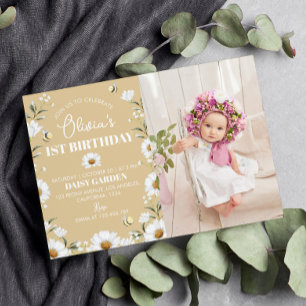 Convites Vintage Daisy Bee primeiro aniversario