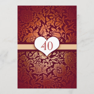 convites vintage damasco vermelho para aniversário