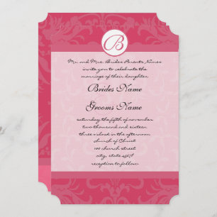 Convites Vintage Damask Pink Monogram Wedding Invitations