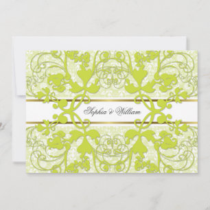 Convites Vintage Damask Swirls Lace Elegant Weding Invite