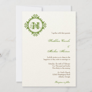 Convites Vintage decay green deixa quadro monograma casamen