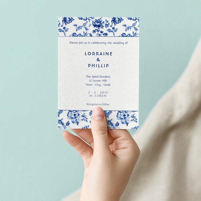 Convites Vintage delfsoftware Casamento (Blue and white delftware wedding invitation)