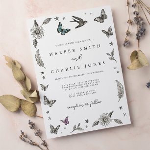 Convites Vintage Desenhando Casamento Simples