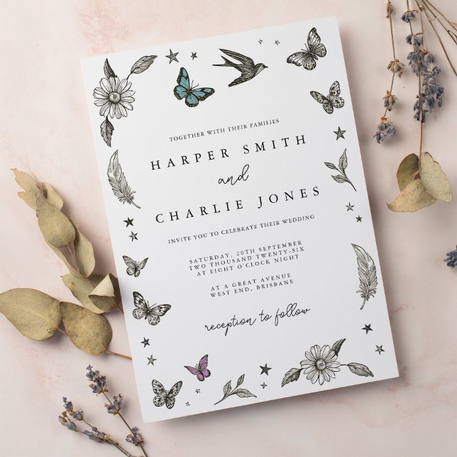 Convites Vintage Desenhando Casamento Simples (Criador carregado)