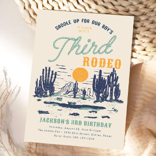 Convites Vintage Desert Western Wild aniversário de 3 anos