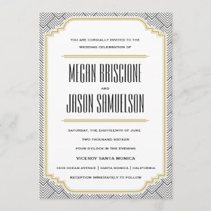 Convites Vintage Diamond Black & Dourado Invitation