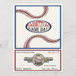 Convites Vintage do basebol 5,5 x 7,5 bares retro Mitzvah