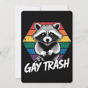 Convites Vintage do Orgulho LGBTQ de gay Trash Raccoon