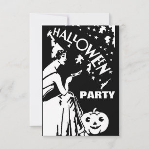 Convites Vintage dona com máscara de Halloween