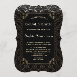 Convites Vintage Dourado Art Deco Fleur-de-lis Chá de panel