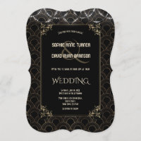 Vintage Dourado Art Deco Fleur-de-lis Wedding