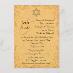 Convites Vintage Dourado casamento judeu