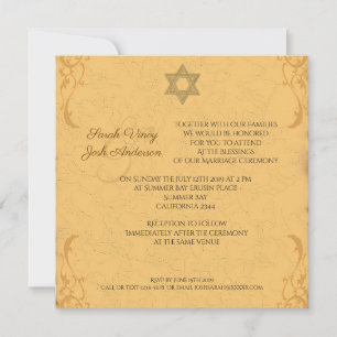 Convites Vintage Dourado casamento judeu