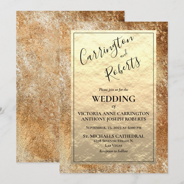 Convites Vintage Dourado Casamento Russo (Frente/Verso)