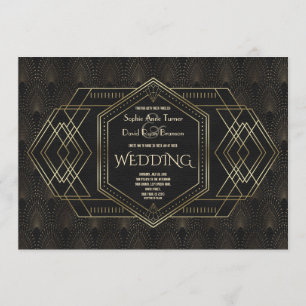 Convites Vintage Dourado Excelente Gatsby Wedding