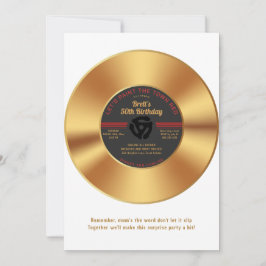 Convites Vintage Dourado Vinyl 45 Record Surprise Birthday