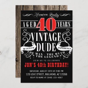 Convites Vintage Dude Man Myth Legend Men's aniversário de 