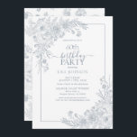 Convites Vintage Dusty Blue Floral Line Art 60º Aniversário<br><div class="desc">Comemore um marco em estilo com nosso Vintage Dusty Blue Floral Line Art 60º Convite de Aniversário. Da caligrafia à mão à vintage line art price em elegante azul empoeirado, este convite dá o tom para o seu dia especial. Com o padrão floral correspondente na parte de trás de cada...</div>