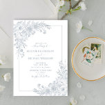 Convites Vintage Dusty Blue Floral Line Art Casamento<br><div class="desc">Apresentando nosso convite de casamento de arte azul-floral, Vintage Dusty, a mistura perfeita do moderno e clássico! Este design espetacular apresenta a vintage line line art arranjos florais em eterno azul empoeirado - perfeito para qualquer noiva que queira um olhar clássico com uma reviravolta moderna! A tipografia com letra de...</div>