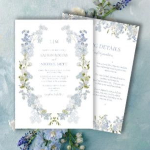 Convites Vintage Dusty Blue Garden Monograma Detalhes Casam