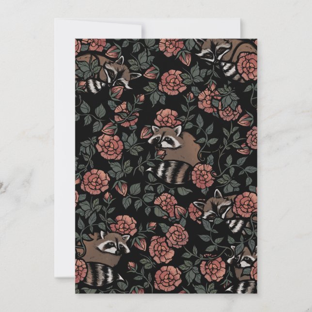 Convites Vintage Dusty Rosa Raccoons (Frente)