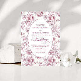 Convites Vintage Dusty Rose French Toile Wedding Invitation