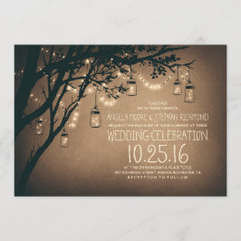 Convites Vintage e Rustic Mason Jar String Luzes Casamento