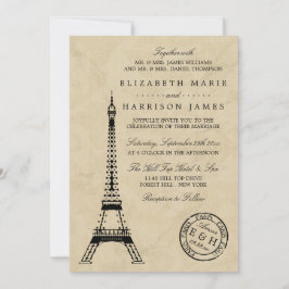 Convites Vintage Eiffel Tower Paris Postmark Wedding