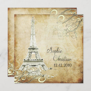 CONVITES VINTAGE EIFFEL TOWER/VANILLA SWIRLS