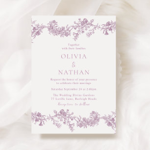 Convites Vintage Elegance: Dusty Rosa Blush Casamento Flora